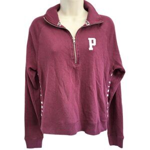 PINK VICTORIA'S SECRET Burgundy Quarter-Zip Pullover Top - Women's XS